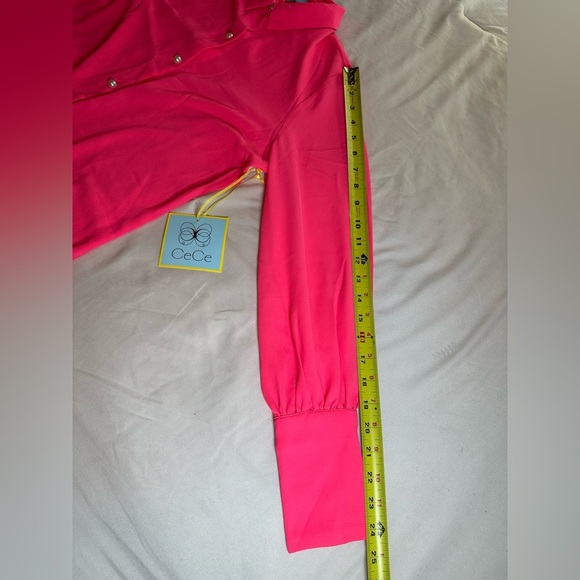 CeCe Pink Button Down Shirt with Notched Collar & Cuffed Sleeves Size Small NWT‎ - Picture 15 of 16